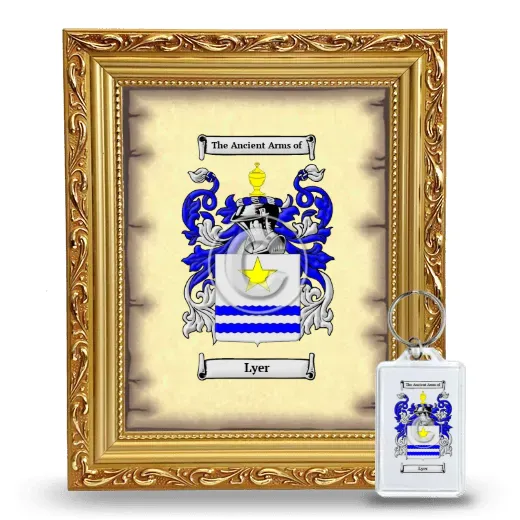 Lyer Framed Coat of Arms and Keychain - Gold