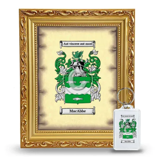 MacAbbe Framed Coat of Arms and Keychain - Gold