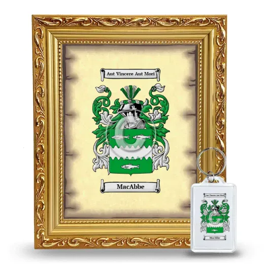 MacAbbe Framed Coat of Arms and Keychain - Gold
