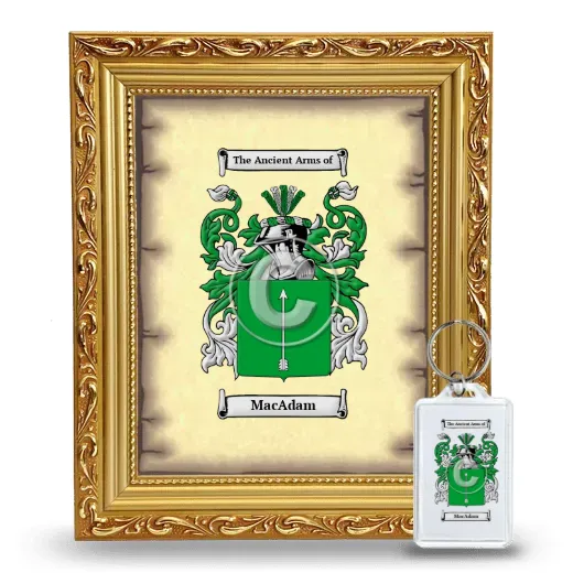 Macadam Framed Coat of Arms and Keychain - Gold