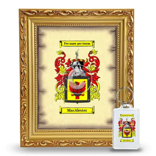 MacAlester Framed Coat of Arms and Keychain - Gold