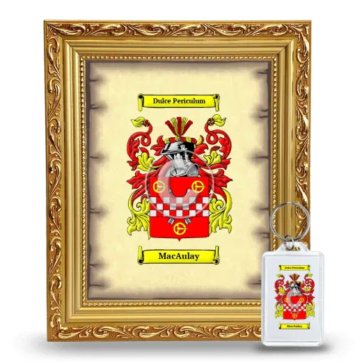 MacAulay Framed Coat of Arms and Keychain - Gold