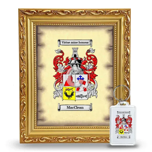 MacClean Framed Coat of Arms and Keychain - Gold
