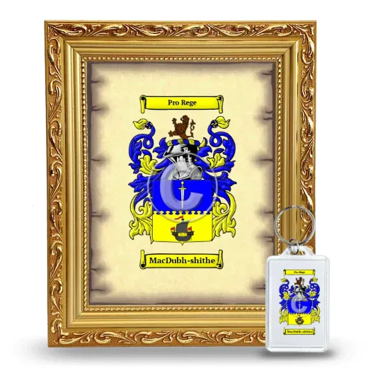 MacDubh-shithe Framed Coat of Arms and Keychain - Gold