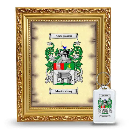 MacGrainey Framed Coat of Arms and Keychain - Gold