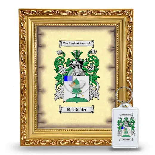 MacGruder Framed Coat of Arms and Keychain - Gold