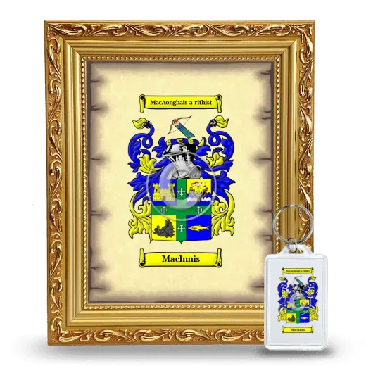 MacInnis Framed Coat of Arms and Keychain - Gold