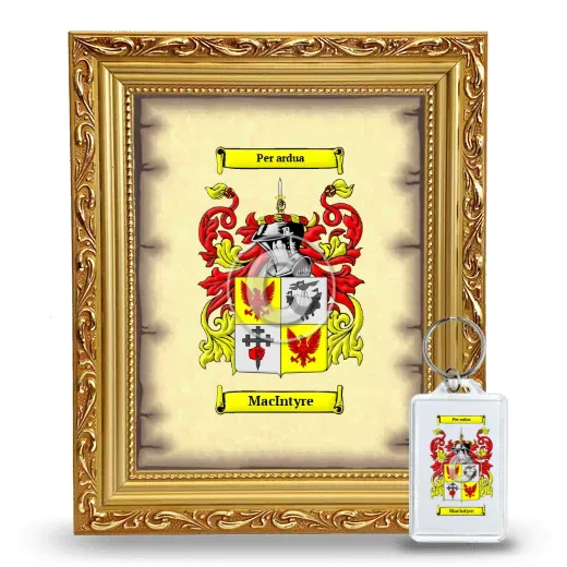 MacIntyre Framed Coat of Arms and Keychain - Gold