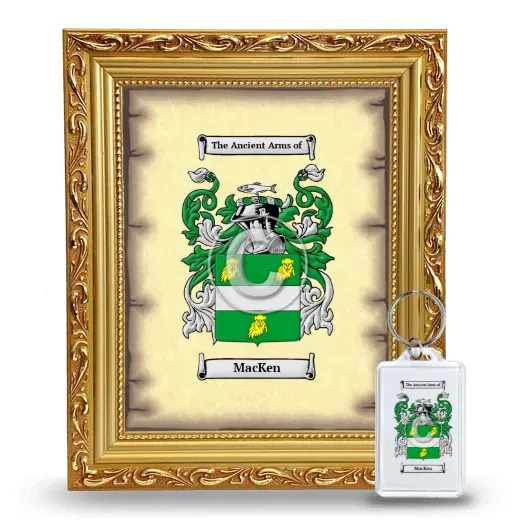 MacKen Framed Coat of Arms and Keychain - Gold