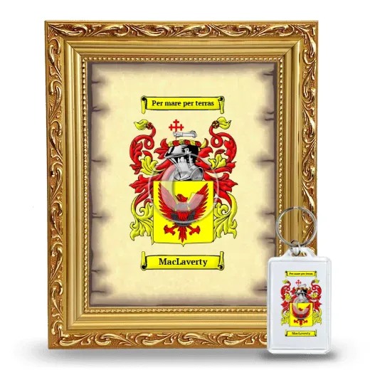 MacLaverty Framed Coat of Arms and Keychain - Gold