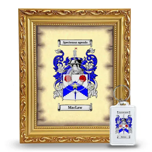 MacLaw Framed Coat of Arms and Keychain - Gold