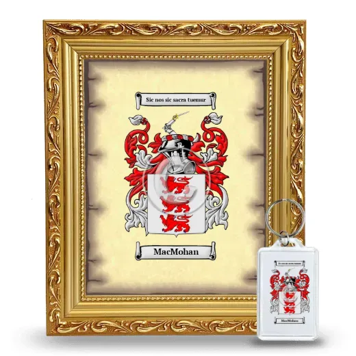 MacMohan Framed Coat of Arms and Keychain - Gold