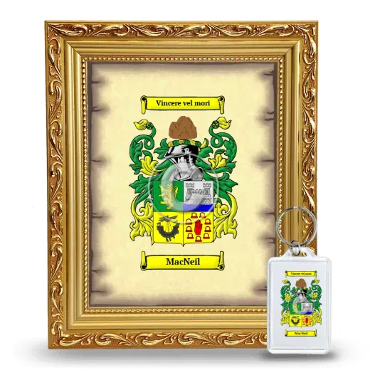 MacNeil Framed Coat of Arms and Keychain - Gold