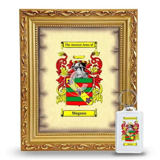 Magnus Framed Coat of Arms and Keychain - Gold