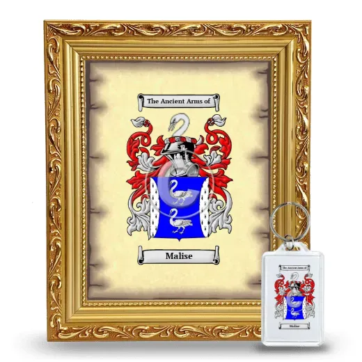 Malise Framed Coat of Arms and Keychain - Gold