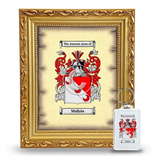 Malizia Framed Coat of Arms and Keychain - Gold