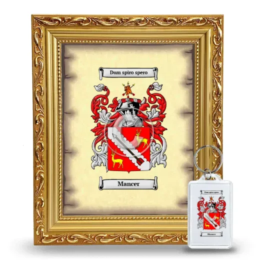 Mancer Framed Coat of Arms and Keychain - Gold