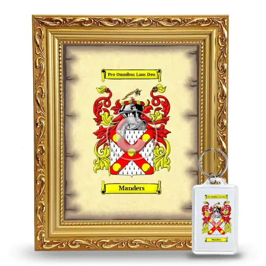 Manders Framed Coat of Arms and Keychain - Gold