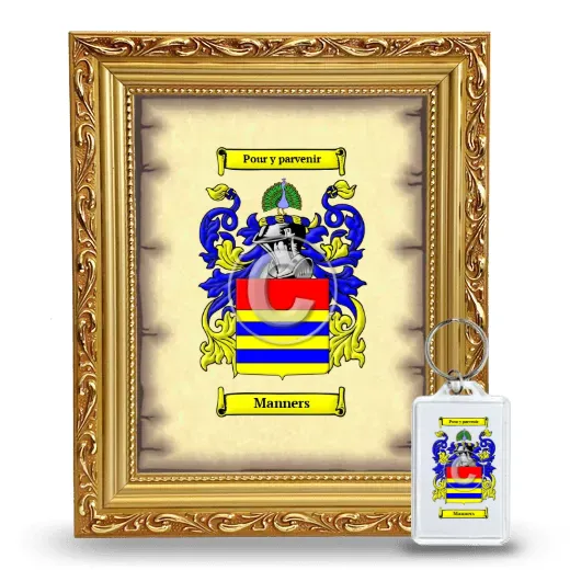 Manners Framed Coat of Arms and Keychain - Gold