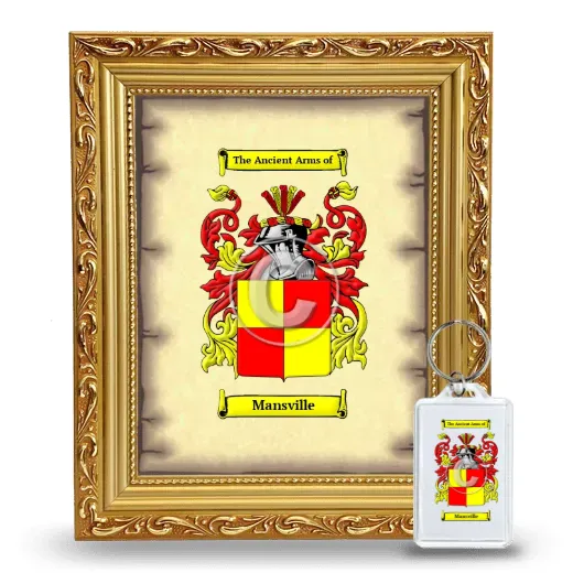 Mansville Framed Coat of Arms and Keychain - Gold