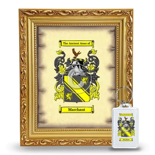 Marchant Framed Coat of Arms and Keychain - Gold
