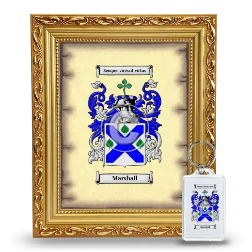 Marshall Framed Coat of Arms and Keychain - Gold