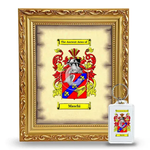 Maschi Framed Coat of Arms and Keychain - Gold