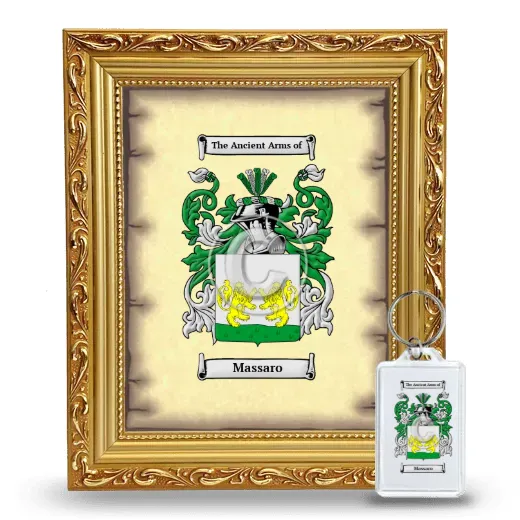 Massaro Framed Coat of Arms and Keychain - Gold