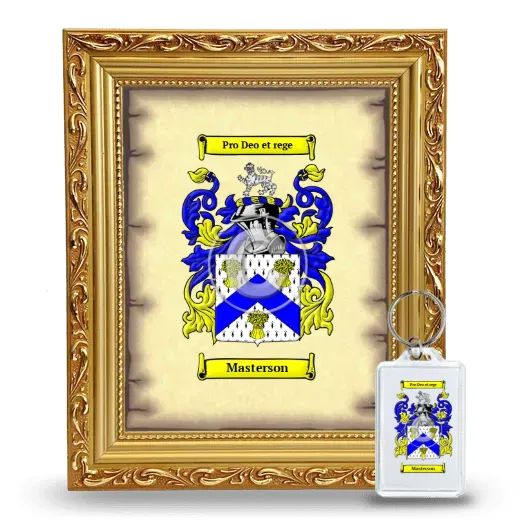 Masterson Framed Coat of Arms and Keychain - Gold