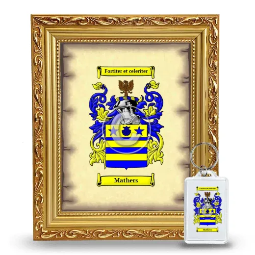 Mathers Framed Coat of Arms and Keychain - Gold