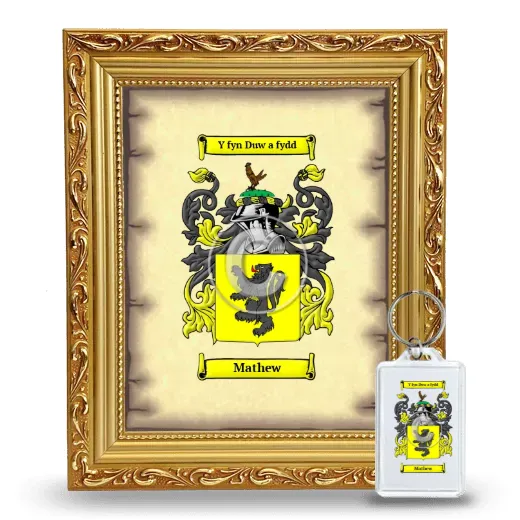 Mathew Framed Coat of Arms and Keychain - Gold