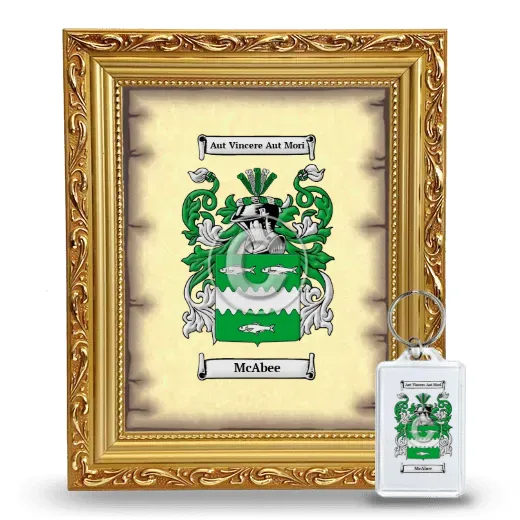 McAbee Framed Coat of Arms and Keychain - Gold