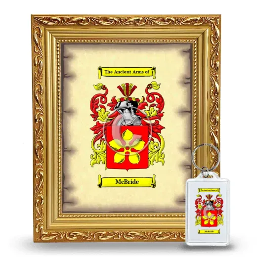 McBride Framed Coat of Arms and Keychain - Gold