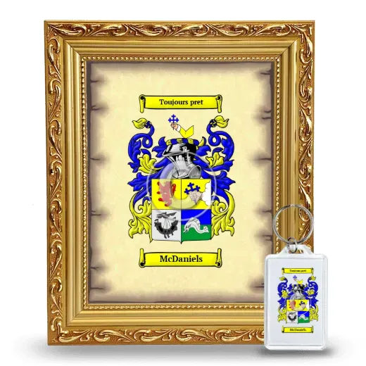 McDaniels Framed Coat of Arms and Keychain - Gold