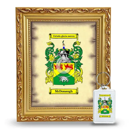 McDonaugh Framed Coat of Arms and Keychain - Gold