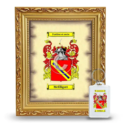 McElligott Framed Coat of Arms and Keychain - Gold