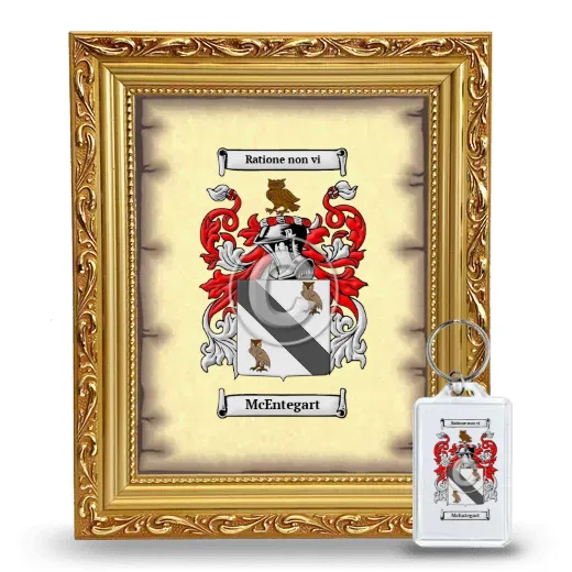 McEntegart Framed Coat of Arms and Keychain - Gold