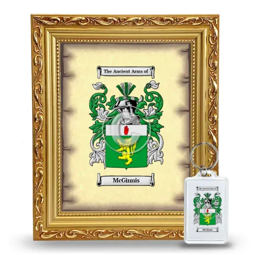 McGinnis Framed Coat of Arms and Keychain - Gold