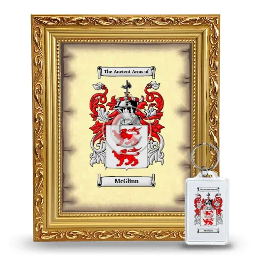 McGlinn Framed Coat of Arms and Keychain - Gold