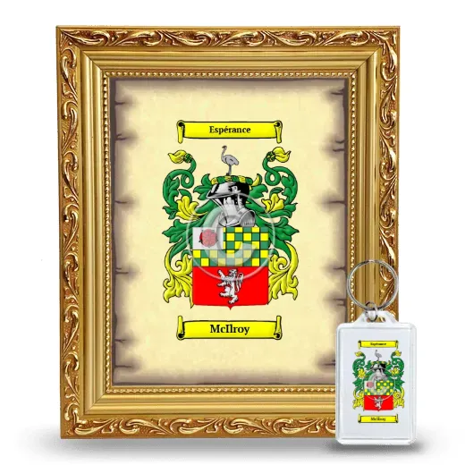 McIlroy Framed Coat of Arms and Keychain - Gold