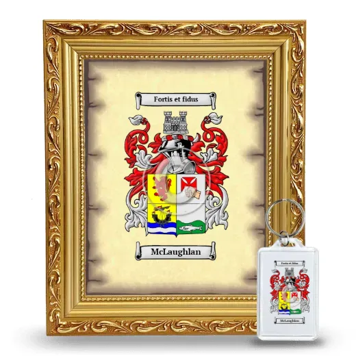 McLaughlan Framed Coat of Arms and Keychain - Gold