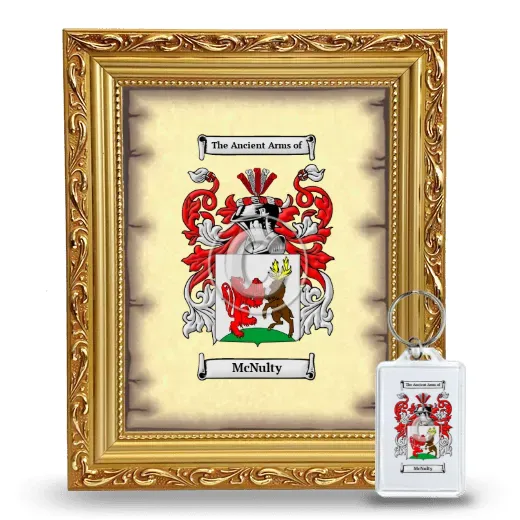 McNulty Framed Coat of Arms and Keychain - Gold