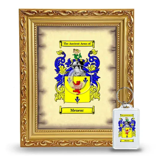 Menear Framed Coat of Arms and Keychain - Gold