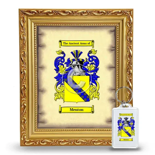Menton Framed Coat of Arms and Keychain - Gold