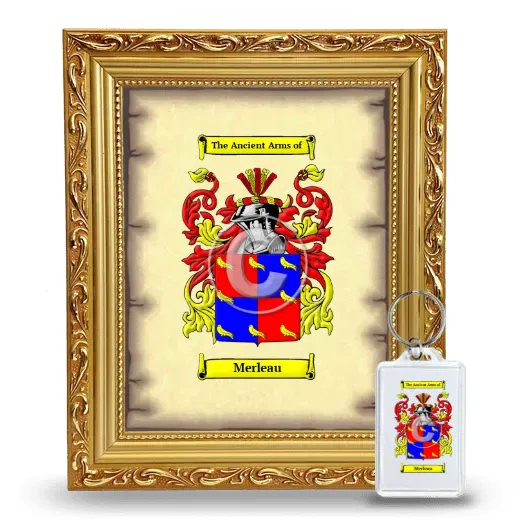 Merleau Framed Coat of Arms and Keychain - Gold