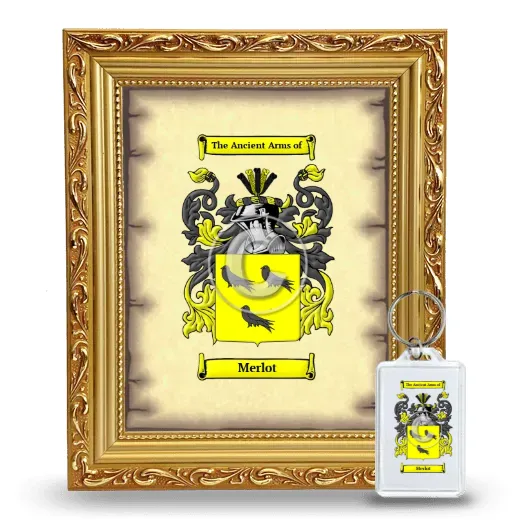 Merlot Framed Coat of Arms and Keychain - Gold