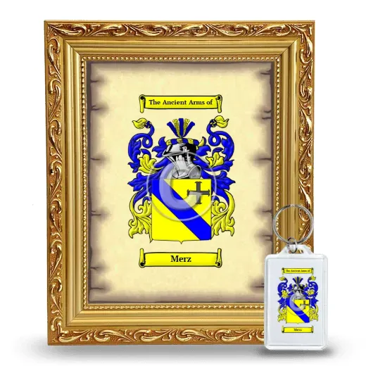 Merz Framed Coat of Arms and Keychain - Gold