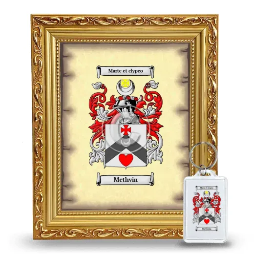Methvin Framed Coat of Arms and Keychain - Gold