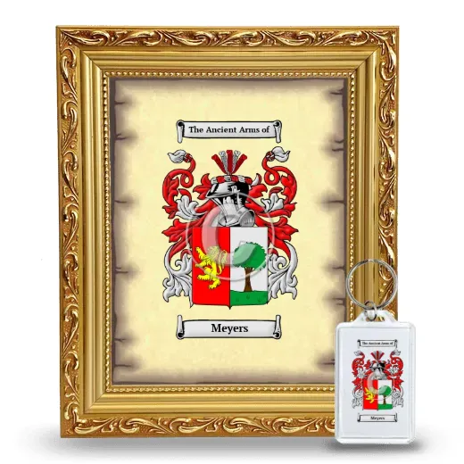 Meyers Framed Coat of Arms and Keychain - Gold