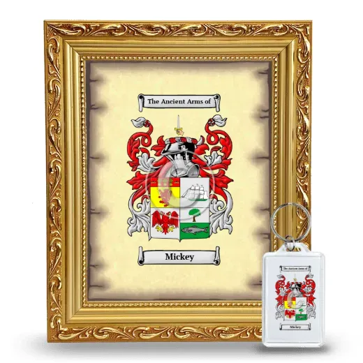 Mickey Framed Coat of Arms and Keychain - Gold